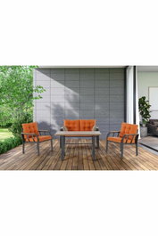 Hanah Home Conjunto de salón de jardín Nergiz 2+1+1 - Naranja
